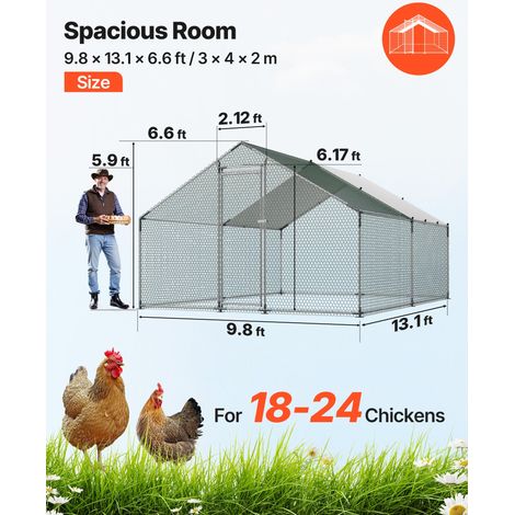 Grand Enclos Poulailler en Métal 3x4x2 m, Parc Grillagé pour Poules, Canards, Lapins et Volailles, Poulailler Extérieur Accessible… (1/5)