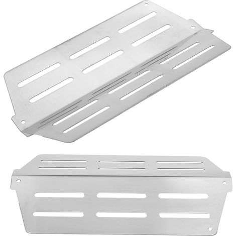 Lot de 2 plaques chauffantes en acier inoxydable 7622 avec déflecteur de chaleur pour barbecue à gaz Weber Genesis série 300 (1/5)