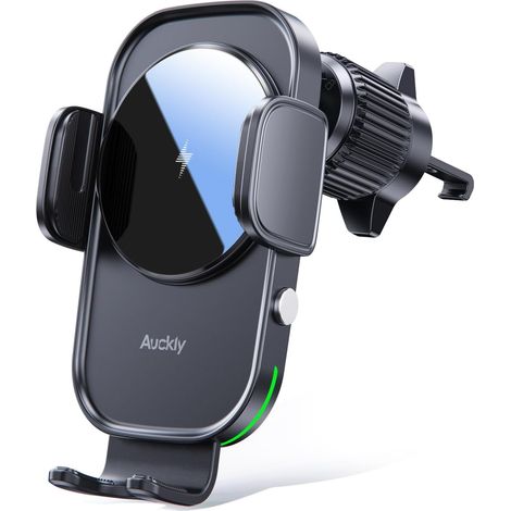 15W Qi Car Induction Charger, Wireless Car Charger Fast Automatic Clamping Door Air Outlet Clip Holder Car Phone Holder for Qi Devices (1/5)