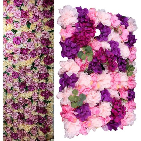 6 Stück künstliche Blumen Wand Rosen Wand Kunstblumen Panel Kunstblumen Wand Seide Blume Wand Panel für Hochzeit Hintergrund Fotografie Veranstaltungsort Dekor Haus Garten Party 60 x 40 cm (1/5)