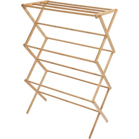 Séchoir à linge pliable en bambou, support pour vêtements, serviettes et couvertures, utilisation intérieure/extérieure, 72x36x105cm (1/5)