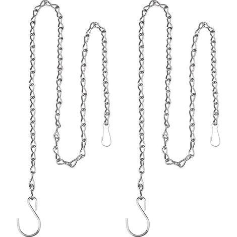 Lot de 2 chaînes de suspension pour mangeoires à oiseaux, jardinières, lanternes et décorations (24 cm, noir)