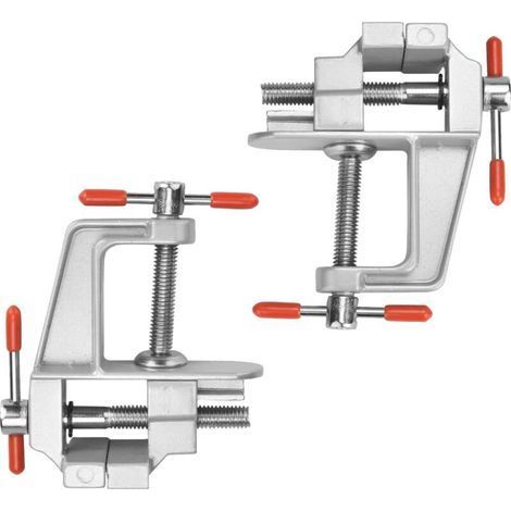 2 Pcs Adjustable Mini Vise, Bench Vise, Aluminum Alloy Table Vise, Mini Table Vise, Woodworking Vise, for Hobby Table Craft Jewelry (Silver) (1/5)