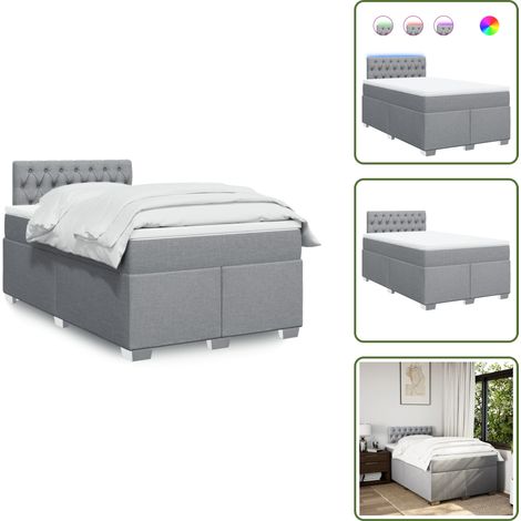Sommier à lattes de lit avec matelas Gris clair 120x200cm Tissu - Sommier À Lattes De Lit - Sommiers À Lattes De Lit - Lit - Meuble De Chambre À Coucher (1/5)