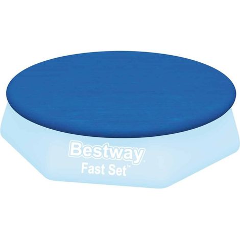 Bâche de piscine hors sol ronde 305 cm PVC résistant aux UV Rabat 30 cm Ouvertures d'évacuation pour eau stagnante (1/5)