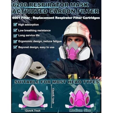 NALOOKAMIC Masque respiratoire avec filtre , masque à gaz de survie nucléaire et chimique - respirateur réutilisable pour vapeur , peinture en aérosol