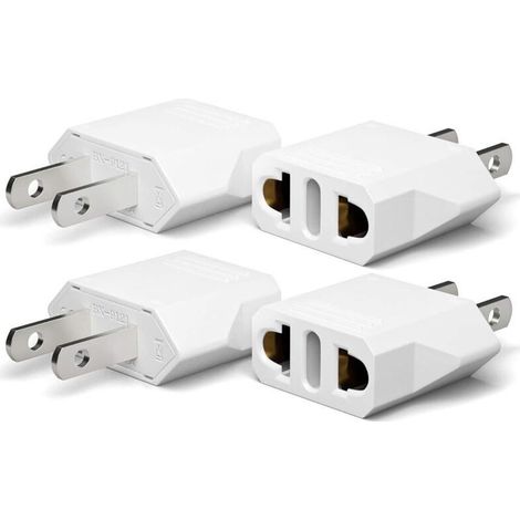 4 Pieces Adapter Plug USA of Trip, France toward US Adapter, Adapter USA Plug Allemagne Plug Europe Amerique/Canada/Mexique/Italie/Suisse/Bresil-White (1/5)