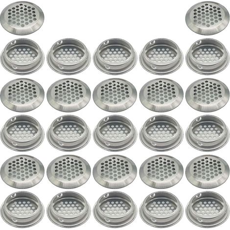 Rejilla De Ventilación Redonda - Malla Circular De Acero Inoxidable 35 Mm - Para Armarios Y Muebles De Cocina - 27 Unidades