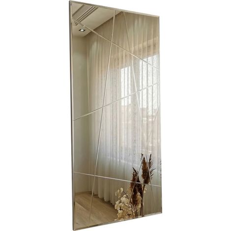 Specchio Dobbiaco, Dettagli Geometrici, Forma Rettangolare, Tipologia a Terra, a Parete, 62x2h cm Argento