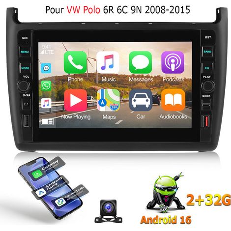 Autoradio 16 pouces avec Apple CarPlay et Android pour VW Polo 6R 6C V (2009-2017) avec navigation GPS - 2+32G CAM (1/5)