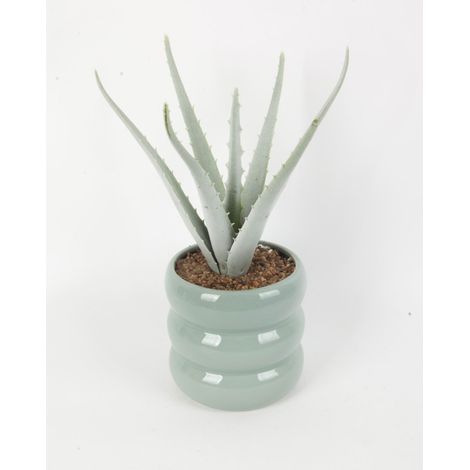 TrendLine Kunstpflanze Aloe Ø 13 x 29 cm grün Künstliche Pflanze