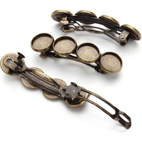 5 Pieces Vintage Round DIY Hair Clips with 12mm Copper Base (1/5)