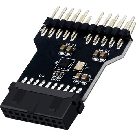 Adaptateur USB 3.0 19/20 broches vers double carte mère USB 2.0 9 broches, carte PCB noire, convertisseur d'en-tête interne d'ordinateur (1/5)