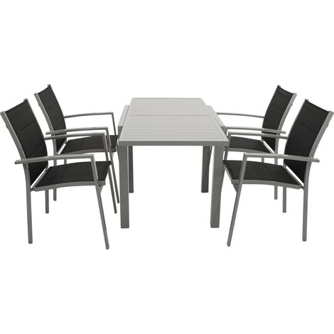Garnitur TIRANA 5-teilig, Alu + Kunstgewebe schwarz (1/5)
