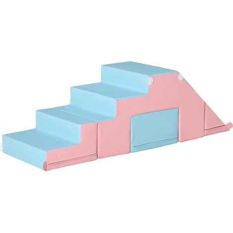 Juego blando de escalada y deslizamiento infantil de espuma 147x49x47 cm rosa y azul (1/5)