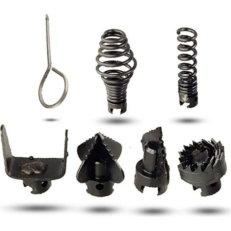 Ensemble de têtes de coupe combinées pour déboucheur de canalisations, têtes de coupe pour dragage, 7 pièces, acier au manganèse 16 mm (1/5)
