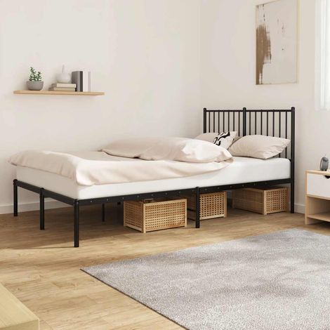 vidaXL Giroletto con Testiera in Metallo Nero 120x190 cm