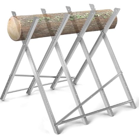 COSTWAY Chevalet de Sciage Pliable en Acier Charge 100KG, Tréteau Portable avec Dents de Scie à Encoches pour Découpe, Support de Coupe Tréteau de Sciage Léger, 83 x 83 x 79 cm (1/5)