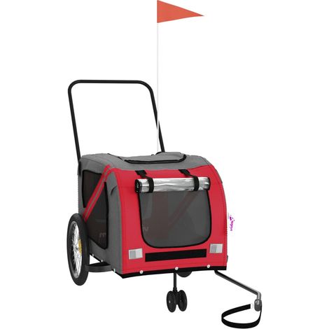 Remorque de vélo pour animaux de compagnie rouge et gris