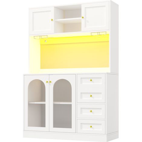 Aparador alacena de cocina con LED 120x40x188 cm MDF blanco 4 puertas HOMVRA (1/5)
