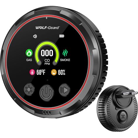 Plug-in 5en1 Combo Détecteur de Fumée et Monoxyde de Carbone et Détecteur de Gaz avec Batterie 1000mah et HD L'écran [Co Fumée Temp Humidité Alarme] pour Familial Voyage, HD13-CGS (1/5)