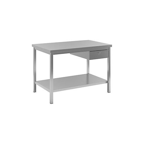 eurokraft basic Tavolo da lavoro in acciaio inox 1 cassetto