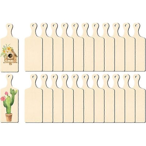 Lot de 24 mini planches à découper en bois avec poignée, mini planches à charcuterie (1/4)