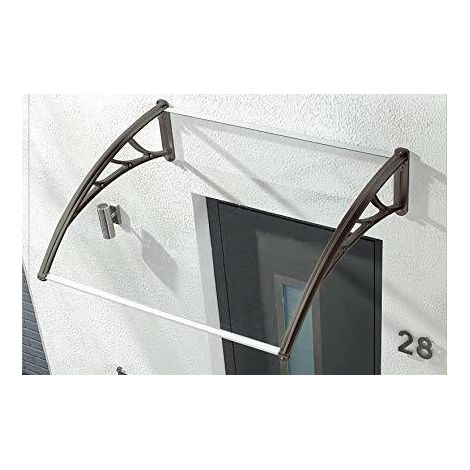 Marquesina de policarbonato para exterior con kit en varias medidas - DIMENSIONES A80xP120 cm. - Cristal transparente