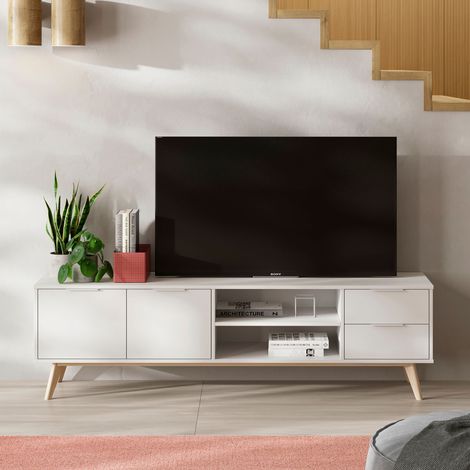 CALICOSY - Meuble TV 2 Portes, 2 Tiroirs, 2 Niches L180 cm - Campus (1/5)