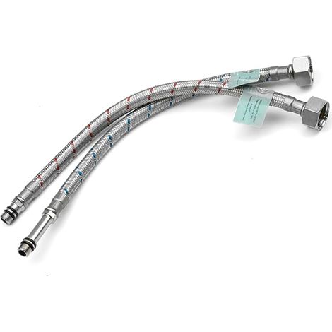 Raccords de robinet flexibles M10 (10 mm) x 1/2 BSP 300 mm – Acier inoxydable tressé Raccord de tuyau flexible pour lavabo et robinet mitigeur Solutions de plomberie Paire (2 tuyaux) (1/5)