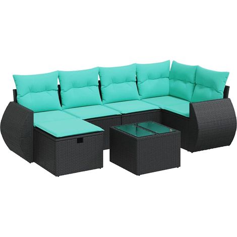 vidaXL Set Divani da Giardino con Cuscini 7pz Nero Polyrattan (1/5)