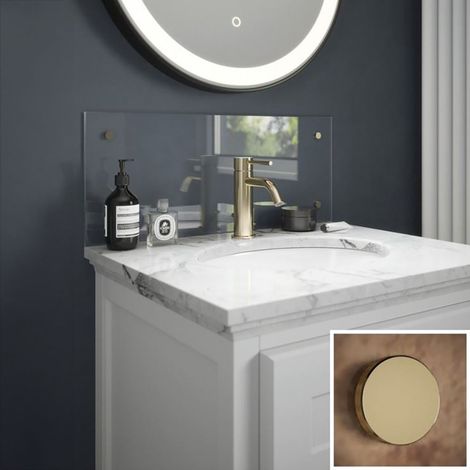 Splashback Clear Glass Bathroom Backsplash Brass Cap 250mmx500mmx4mm