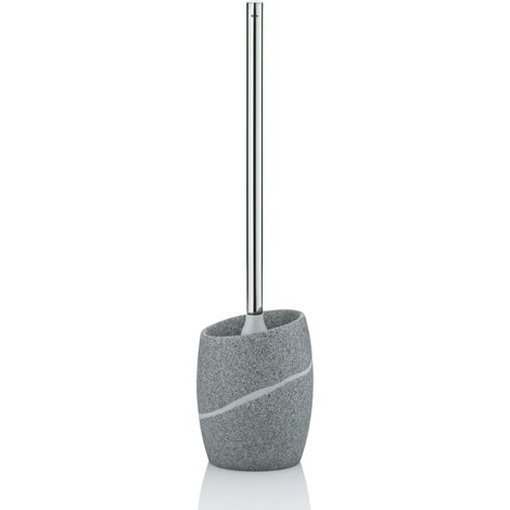 kela Scopino con contenitore 45 cm TALUS, scopino con testina sostituibile, effetto pietra naturale, set scopino WC, manico in acciaio inox, grigio (1/5)