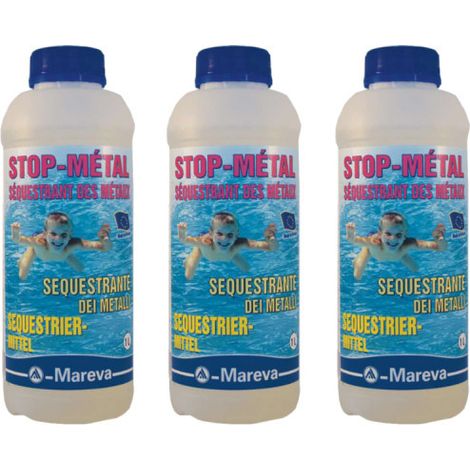 Mareva – Lot de 3 Stop-metals 1 L – Élimine les métaux (fer, cuivre) – Action rapide sur eau verte – SKU 150070UX3