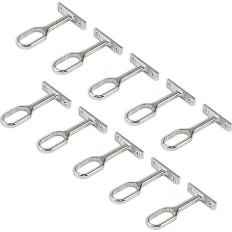 Support Central Pour Barre De Penderie - Ovale - Finition Zamak Nickelé - Pour Montage Sur Panneau - Lot De 10 (1/5)