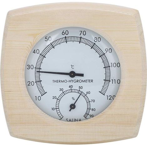 Thermo-hygromètre bois sauna – accessoire salle bain / sauna – thermomètre / hygromètre – exceptionnel (1/5)
