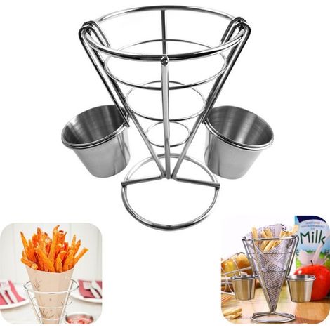 Paniers de présentation pour friture lot de 2 - supports en métal 10,5 x 14 cm (1/5)