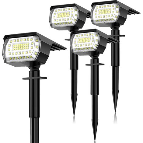 Conjunto de focos solares, 57 LED, luz blanca fría, panel de 2 W, batería de 1500 mAh, para jardín y entrada de vehículos. (1/5)