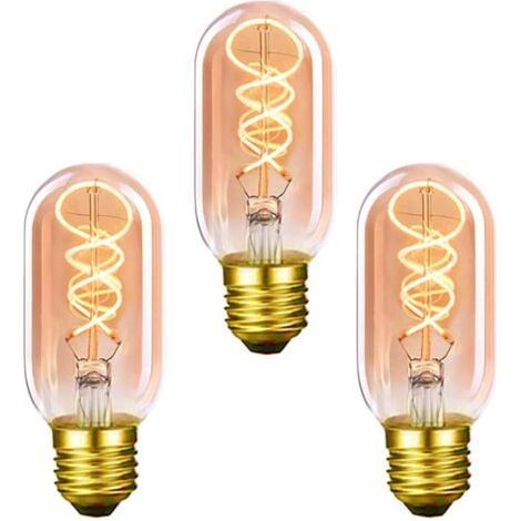 Ampoule vintage Edison E27 T45 4W Ampoule LED à filament à enroulement antique blanc chaud 3 pièces (1/5)