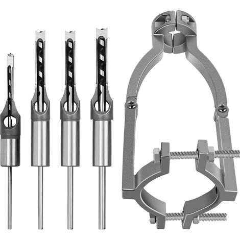 Set di punte per trapano HSS per fori quadrati per lavorazione del legno - con adattatore - 6,4 mm, 8 mm, 9,5 mm, 12,7 mm (1/5)