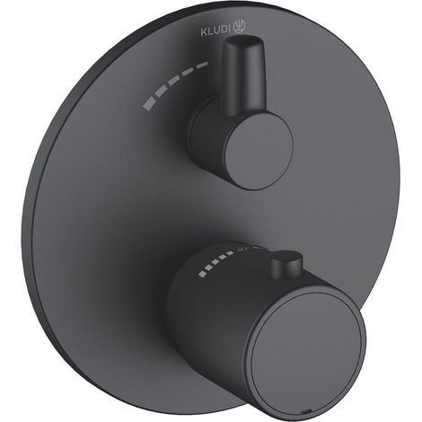 KLUDI ZENTA SL Set di finitura per miscelatore termostatico ad incasso, con valvola di commutazione, con unità funzionale per KLUDI SLIM.BOXX 88022, nero opaco, 388853945 (1/3)
