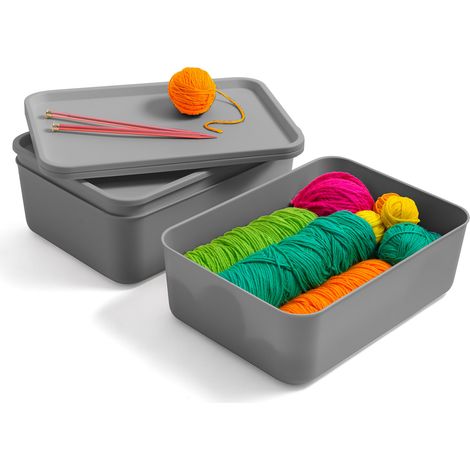 Iris Ohyama, Boites de Rangement dressing plastique, 12L, Lot de 3, Gris, SNL-M