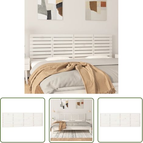 The Living Store Tête de lit murale Blanc 166x3x63 cm Bois massif de pin - Tête De Lit Murale - Tête De Lit Bois - Tête De Lit Blanche - Literie - Décoration Chambre (1/5)