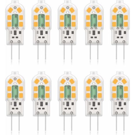 [NON UTILIZZATO] Lampadina LED G4 2W, equivalente a lampadine alogene da 20W, bianco caldo 3000K, 200Lm, 12 SMD, 12V AC/DC - Confezione da 10 [Classe energetica A+]