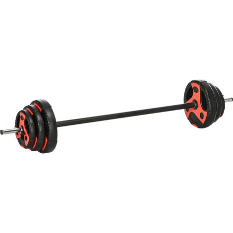 Set d'haltères 20 kg, kit de musculation avec barre antidérapante, poids ajustables, noir, Ø 27 x 140 cm (1/5)