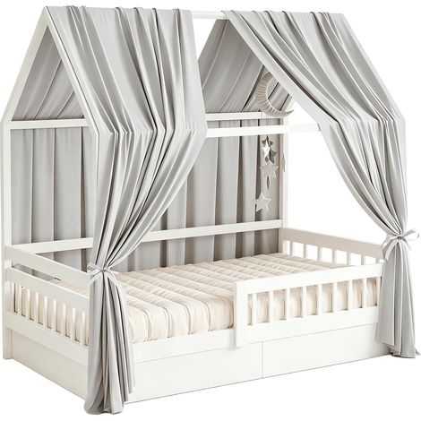 Muslin Bed Canopy with 2 Canopies Set of 2 Canopy for Home Bed Girls Boys Cot Decoration Light Grey 350 x 135 cm (1/5)
