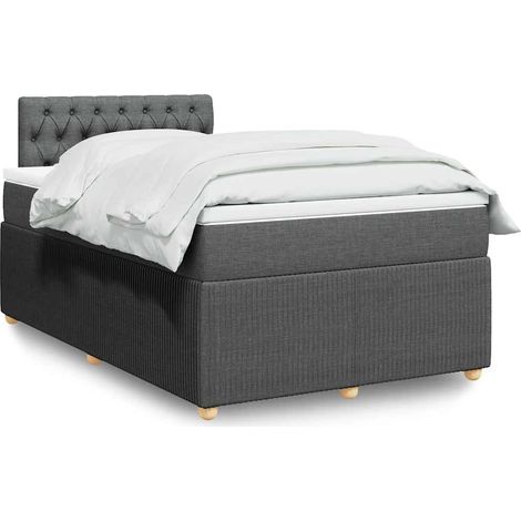 Boxspringbett mit Matratze Dunkelgrau 120x200 cm Stoff (1/5)