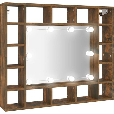 Maison Exclusive - Spiegelschrank mit LED Räuchereiche 91x15x76,5