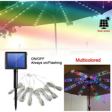 Lampes Pour Parasol Solaire - 104 LED Lumières De Parasol Avec Télécommande - 8 Modes Eclairage LED Pour Parasol Avec USB Opéré - Multicolore (1/5)