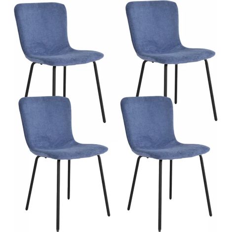 Lot de 4 chaises de repas tissu bleu lavande et pieds métal – ASTRID (1/5)